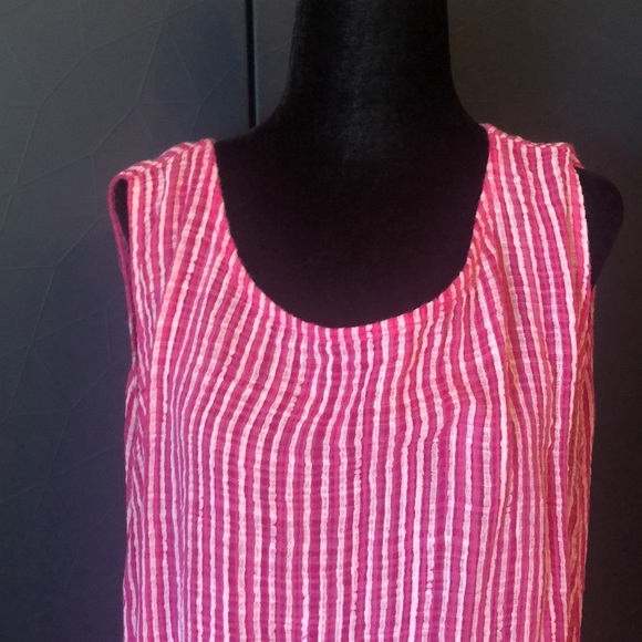 ANGELA MARA pink/white striped dress size large - Picture 2 of 9